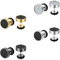 3-8MM Homme Femme Noir Boucles D'Oreilles Rond Acier Inoxydable Bijoux