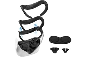 SUPERUS Interfaz Facial para Oculus/Meta Quest 2 con 2 Reemplazos de Almohadilla Facial, Almohadilla Nasal Anti Luz, Protector de Lente y Espaciador de Gafas Comodidad Kit de Accesorios 7 en 1 (Negro)