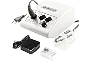 JSDA® Profi Elektrische Nagelfeile für Gelnägel, Shellac - 30000 U/Min Inkl 4 Bits & Fußpedal Maniküre Pediküre Fußpflegegerät Acrylnägel weiß