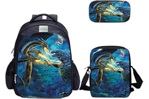 MATMO Monster Dragon Backpack and Lunch Bag Set for Boys, Backpack Shoulder Bag Pencil Case (Monster Dragon Backpack Set 13)