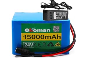 OKOMAN Batterie au lithium 24v 15ah 6S5P 25.2V vélos électriques batterie pack batteries pour vélo à moteur électrique avec BMS + chargeur
