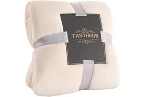 TASTHROW Kuscheldecke, Weiche Fleecedecke Sofaüberwurf, Weich und Warm Tagesdecke Wohnzimmerdecke Couchdecke (Cremeweiß, 130x180cm)