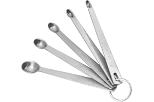 SLEEKEE Lot de 5 cuillères à mesurer en acier inoxydable - Mini cuillères à mesurer - Cuillères à épices - Cuillères à poudre - Pour la maison et la cuisine