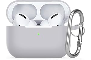 Watruer per AirPods Pro 2 Custodia, Morbida Pelle in Silicone Custodia Protettiva Antiurto con Portachiavi per New Apple Airpods Pro 2nd Gen Case 2022 [LED Anteriore Visibile] - Grigio