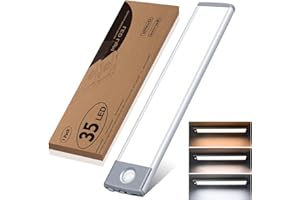 ‎HIBOITEC Schrankbeleuchtung LED mit Bewegungsmelder 3 Farbmodi Dimmbar, Unterbauleuchte küche 35 LED Schranklicht Schrankleuchte Lichtleiste USB Wiederaufladbar Für Kleiderschrank, Unterschrank, Treppe