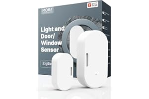 MOES ZigBee Door/Window Sensor with Light Detection (0-3000Lux) - Requires MOES ZigBee Hub, Mobile Status Monitoring, Historical Records, Low Battery Alerts, Tuya Smart Automation - 1 Pack