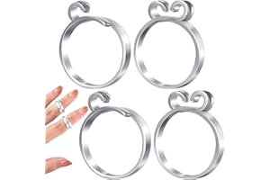 Moguri 4 Stück silberner Verstellbarer Häkelring für Finger, geflochtener Strickring mit Schmuckbeutel, Verstellbare Haken, Garnspannringe für Häkeln, Strickzubehör