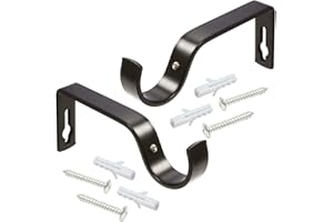 HomeElabador®Soporte para barra de cortina, soporte para tubo, gancho para anillo para cortinas de alta resistencia, soportes para cortina de aleación de metal resistente, 19 mm (gancho S negro)