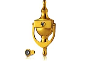 XFORT Türklopfer mit Türspion, poliertem Messing, viktorianische Urnen-Türklopfer für die Haustür, elegante Haustürmöbel mit klassischem Stildesi