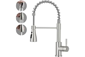 APPASO Kran kuchenny, armatura kuchenna z wylewką wysokociśnieniową, bateria mieszakowa z 3 rodzajami strumienia, obracana o 360°, bezołowiowa/bezniklowa, szczotkowana | podwójne ostrza