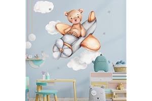 NINIMIO Adesivi Murali Bambini, Adesivi Da Parete, Decorazioni camera da letto, Carta Da Parati Adesiva muro, Stickers Bambini, Carta Adesiva Per Mobili, Stickers Murali, Adesivi Bambini Orsetto