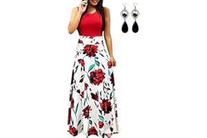 UUAISSO Donna Vestiti Eleganti Lunghi Floreale Casuale Abito Maxi Manica Corta Abiti Vestito da Cocktail Banchetto Sera