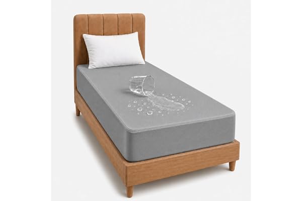 RESTIFY 100% Waterproof Single Size Mattress Protector 72x36 Inch 6x3 Ft Fits Upto 10 Inch Mattress Premium Terry Cotton Breathable Bed Protector Mattress Cover for Single Bed Grey