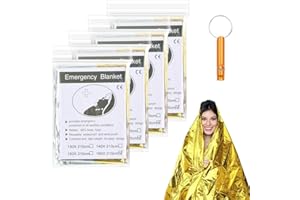 flintronic Coperte di Emergenza, 4 Pezzi Coperta Termica, 160 * 210cm Riflettente Coperta, Coperta Isotermica di Pronto Soccorso Impermeabile per Salvataggio Protegge da Freddo, Pioggia e Vento