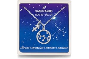 Qings Zodíaco Collar Plata de Ley 925 12 Signos Constelaciones Astrológicos Circulo Estrellas Colgante Horoscopo Collares para Mujeres y Niñas