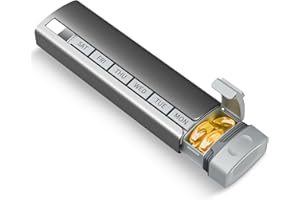 Betife Organizer na tabletki na 7 dni, ulepszony metalowy tygodniowy organizer na tabletki, podróżne etui na tabletki do codziennego przechowywania leków, z podwójną warstwą, wewnętrzne, stabilne