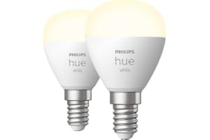 ‎PHILIPS HUE Philips Hue White Zestaw, 2x Inteligentna żarówka LED E14 5,7W w kształcie kropli, ciepłe białe światło, możliwość przyciemniania, sterowanie aplikacją, 929002440604, 2-Pak
