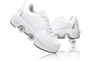 preyrocbirds Zapatillas con Ruedas, Patines de Ruedas con 4 Ruedas, Zapatos de Patinaje Ajustables, Zapatos Deportivos, Zapatos de Skate para jóvenes y Adultos