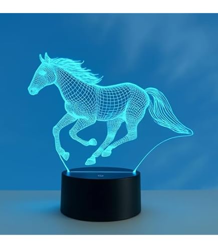 Lampada 3D Cavallo Con 7 Colori E Touch Switch - Luce Notturna LED USB Per Cameretta E Decorazione - 3