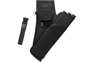 KURUGEILI 3-Tubes Hip Quiver Waist Hanged Archery Arrow Carry Bag with Pockets Adjustable Belt for Hunting, Target Practice, and Outdoor Shooting, Fits Both Youth and Adults