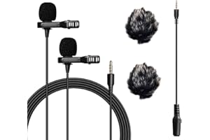 Nicama LVM2 6M Dual Lavalier Mikrofon mit 2 Fellwindschutz, Freisprech Ansteck Revers Mikrofon für Smartphone Canon Nikon Sony Kamera DSLR Camcorder Tablet PC