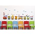 Decals Design 'Train of Joy with All Animals in it and Love' Wall Sticker (PVC Vinyl, 50 cm x 70 cm x 1 cm)