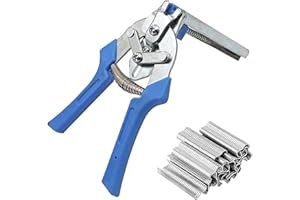 ANSHKA Type M Nail Ring Pliers, Clamp Hog Ring Pliers Set, M Type Pliers Pig Ring Plier Set with 600 Galvanized Steel Pig Rings Installation Repair Hand Tools, for Animal Cages and Fence