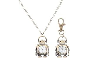 UKCOCO Modeuhr 1 Satz Kreative Roboter Anhänger Halskette Uhr Schlüsselbund Vintage Delicate Taschenuhr Schlüsselanhänger Set (mit Kette und Schlüsselring)