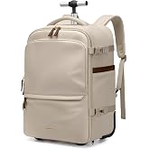 GOLF SUPAGS 32L Rolling Backpack, Airplane Cabin Travel Backpack, 17 Inch Laptop Backpack with Hidden Wheels, for Short Trave