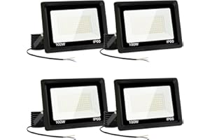Jefedana 4 PCS-Faretto LED da Esterno 100W Faro LED da Esterno 10000LM Faretto da esterno 6500K Bianco Freddo Faretti Led Esterno IP66 Impermeabile Super Luminosa Faro led per Giardino,Cortile,Garage