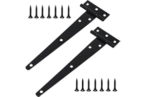 MAIXINNEW 2 Stück T-Scharniere Schwerlast mit Befestigungsschraube, 200 mm T-förmige Scharniere, T Scharnier Schwarz Verzinkt für Schuppentore, Gartentor, Fenster