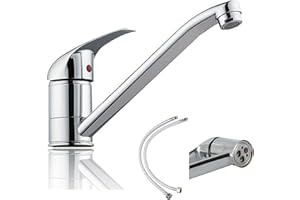 JUPITOR Kitchen Sink Taps Mono Basin Mixer Taps Faucet Modern Single Lever Chrome Kitchen Sink Swivel Spout Hot and Cold Water Mixer Sink Swivel Chrome Brass