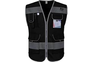 GRAUNTON Gilet di sicurezza ad alta visibilità con tasche, gilet da lavoro riflettente ANSI/ISEA Classe 2