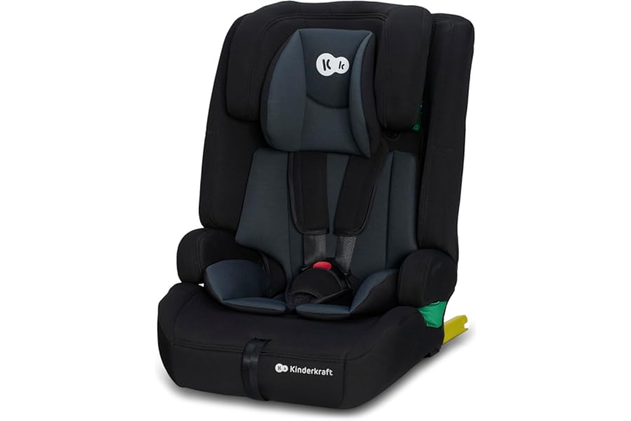 Kinderkraft Safety Fix 2 I-Size 76-150 cm Car Seat 9-36 kg Isofix, Baby Car Stand, Adjustment Headrest, Safety Belts, Easy to Clean, Black