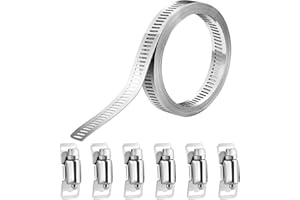 hannger Hose Clips Set, 2.5M DIY Large Hose Clamp Worm Drive Hose Clamps Adjustable Jubilee Clips Assorted with Screw Clamp 6 Pcs for Radiator | Automotive | Mechanical Plumbing | Tube and Fuel Line