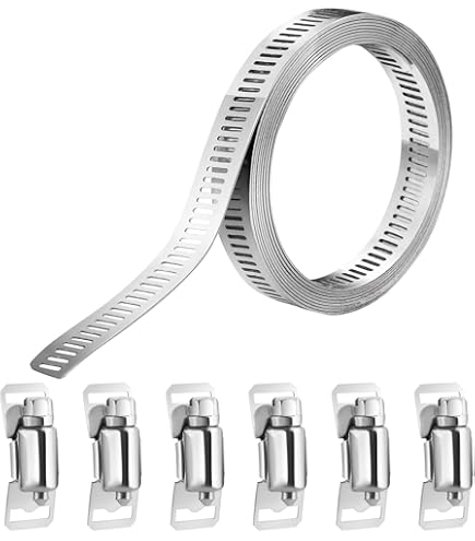 Hose Clamp Stainless Steel DIY Metal Strapping With Holes + Fasteners Large Adjustable Clamp Worm Gear Hose Clamps Pipe Clamp Band Clamp Air Ducting