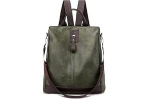 PORRASSO Mujer Mochila Antirrobo Bolso de Hombro con Orificio para Auriculares Señoras Daypack Impermeable PU Cuero Bolsa Bandolera Colegio Trabajos Viajes Mochila