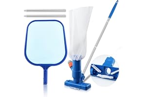 AEROGLO Pool Vacuum Cleaner, 2 in 1 Pool Cleaning Kit with Telescopic Pole & Skimmer Net and Brush, Hot Tub Swimming Pool Jet Vacuum Cleaner Cleaning Leaves, Dirt, Sand & Silt