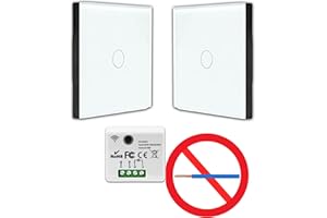 FAST LED TECHNOLOGY KIT Interrupteur sans fil - Bouton tactile va et vient prêt à poser – 2 Télécommande murale + 1 interrupteur relais récepteur radio encastrable sans neutre - Compatible Led