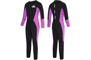 Gogokids Traje de Neopreno para Niñas, Cálido Traje de Buceo 2.5mm Neopreno Manga Larga Engrosado Ropa de Natación de Una Pieza Protección Solar UV 50+