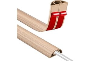 JAHOMFAI Canalina per cavi autoadesiva, 7,7 x 7,7 mm, con venature del legno, 3 m, canalina per cavi in PVC, flessibile, per evitare inciampare