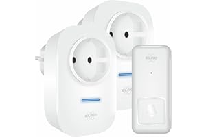ELRO DB4000 Kit de sonnette de porte Kinetic sans fil - Avec 2 récepteurs enfichables avec prise - Pas de piles nécessaires - 150 m