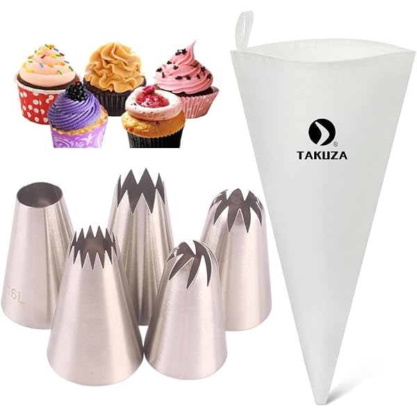 Swirly Bake 50 Teiliges Spritztüllen Set. 30x Edelstahl Tüllen Aufsätze. 2x Sili