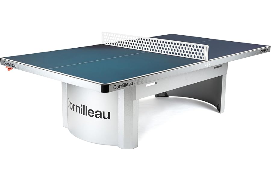 Cornilleau - Campus 510 - Outdoor Ping Pong/Table Tennis Table - Robust - Weatherproof and Shockproof Table for Schools, Parks, Campsites - 7 mm Melamine Resin Surface - Grey or Blue