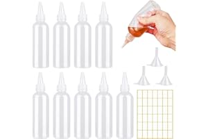 TIANCONGYUN 10 Stück Quetschflasche, Kunststoff Squeeze Flasche, 100ml Squeeze Bottle Klein, Leere Spritzflaschen mit Trichter und Etikett für FlüSsigkeiten, Sauce, Pigmente