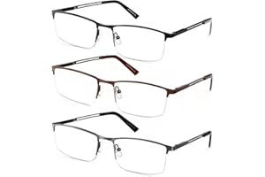 OENEYE 3-Pack Gafas de Lectura Metal para Hombre,Gafas de Presbicia Anti Luz Azul/UV,con Bloqueo de Luz Azul,con Cómodas Bisagras de Resorte, Metal Ligeras Comodas para Lee