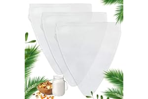 Annvchi Nussmilchbeutel, Nussmilchbeutel, wiederverwendbar, 3 Siebbeutel, 28–30 cm Käsetücher, Käsetuch zum Filtern von Nussmilch, Selleriesaft, Tee, Kaffee, Käsetuch mit feinem Netz