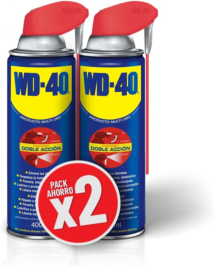 WD-40 Producto Multi-Uso Doble Acción, Paquete de 2, 2 x 400 ml