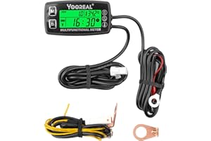 Yooreal Compteur horaire Tachymètre Jauge de température du moteur,Alerte TEMP,Arrêt de l’utilisateur,Sonde de température amovible pour scooter Motoneige Mini vélo Moto Tondeuse à gazon Générateur