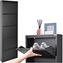 Scarpiera A 5 Livelli Metallica - Salvaspazio, Con Ganci E Tasche